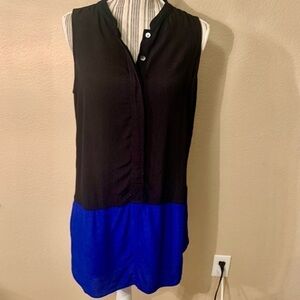 Madewell Dress Small Mini/Knee-Length Black Bright Blue Sleeveless Lightweight